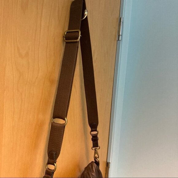 FOSSIL Large Tote Leather With Metallic Sheen Vintage Fabric  Strap Y2K - Picture 7 of 12